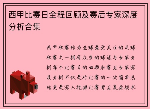 西甲比赛日全程回顾及赛后专家深度分析合集
