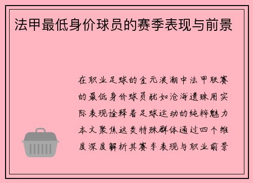 法甲最低身价球员的赛季表现与前景